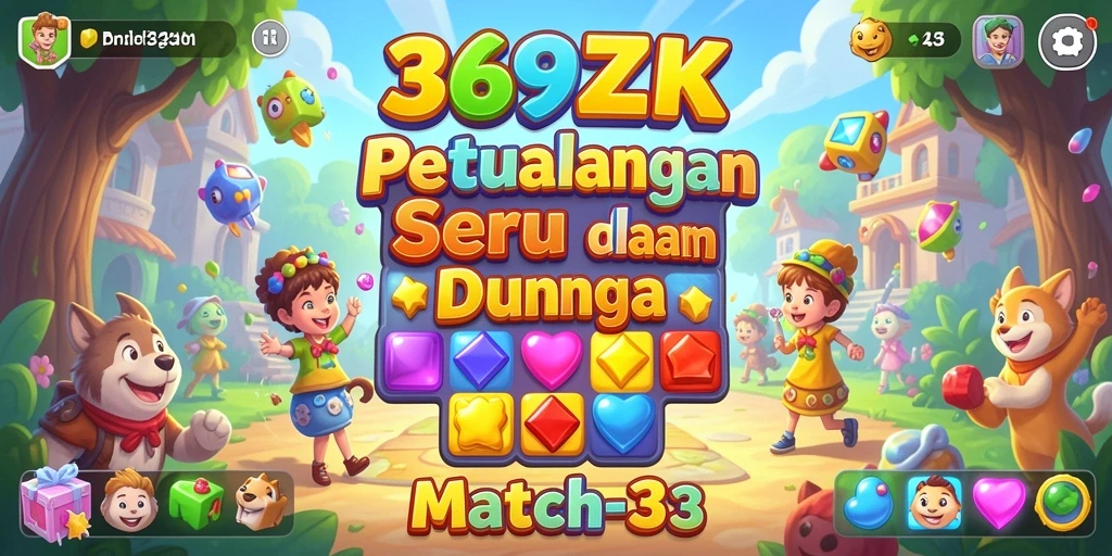 Tampilan gameplay 369ZK yang seru dan penuh warna dalam permainan Match-3.