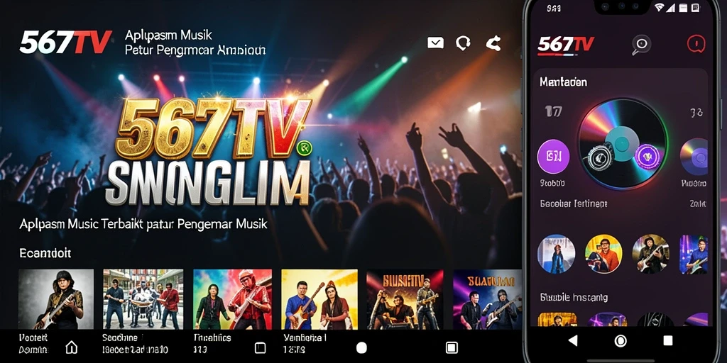 Screenshot gameplay 567TV menampilkan antarmuka aplikasi musik yang menarik.