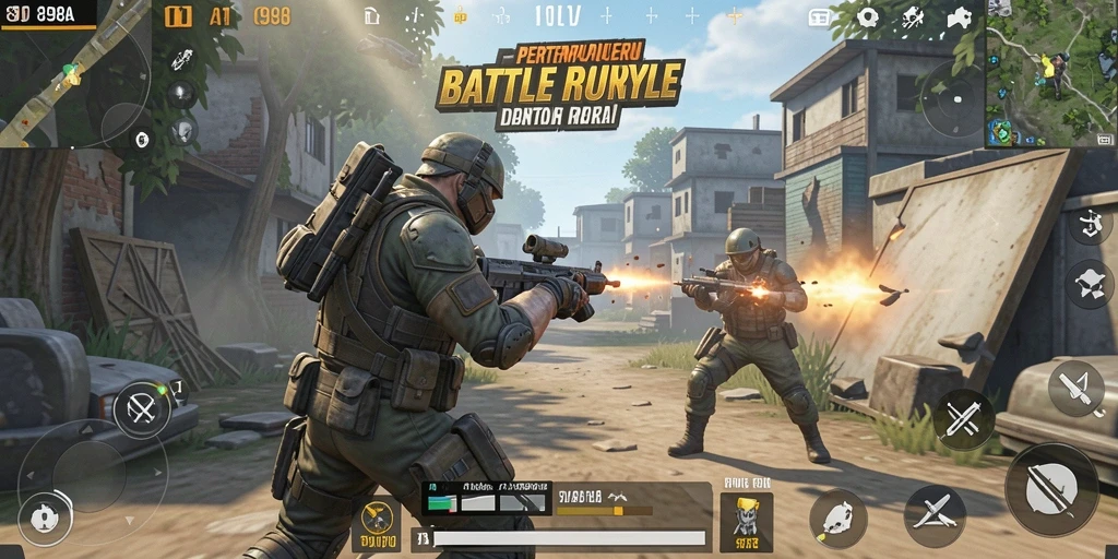 Screenshot menunjukkan aksi mendebarkan di 898A Battle Royale.