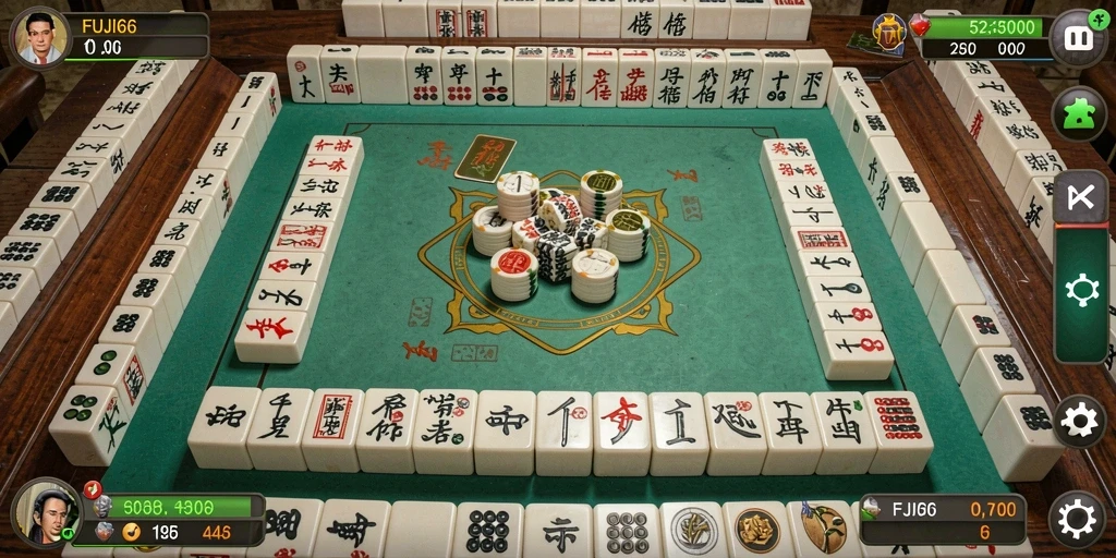 Screenshot menunjukkan pemain asyik bermain Mahjong di FUJI66.