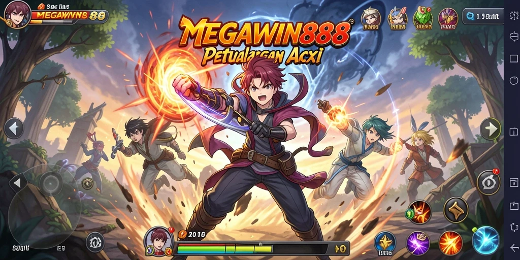 Screenshot gameplay MEGAWIN888 dengan karakter anime yang menarik.