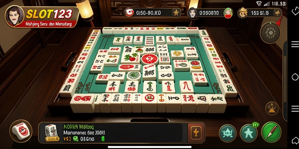 Tampilan gameplay menegangkan dari SLOT123 yang penuh strategi Mahjong.