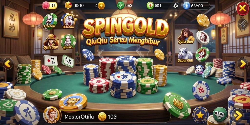 Screenshot gameplay SPINGOLD menampilkan keseruan bermain QiuQiu.