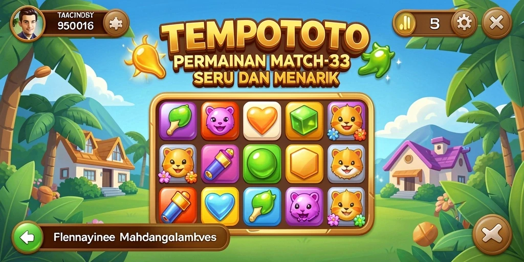 Gameplay seru di TEMPOTOTO dengan berbagai tantangan Match-3.