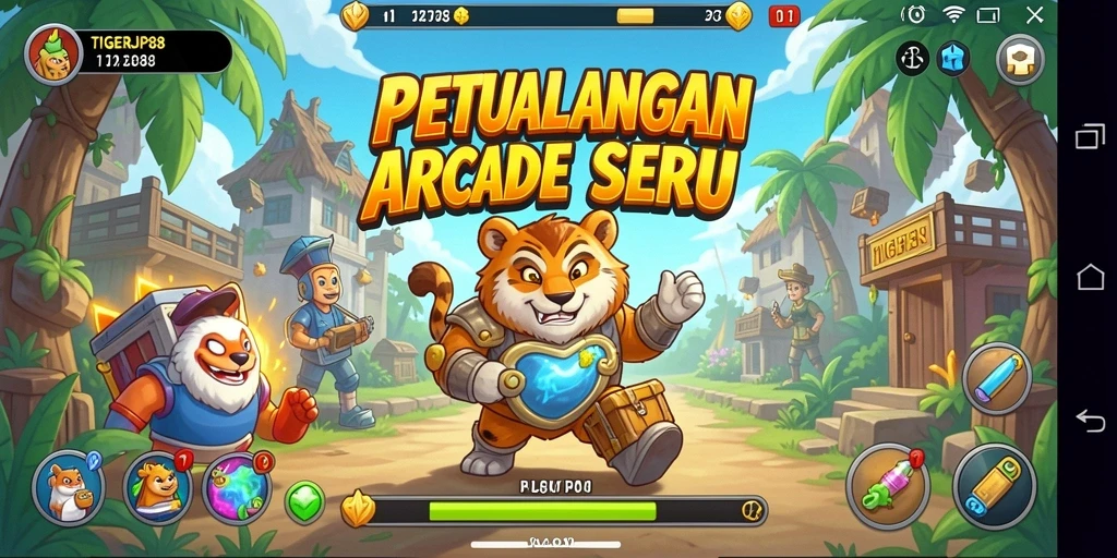 Tangkapan layar utama TIGERJP88 menampilkan aksi seru dalam game Arcade.
